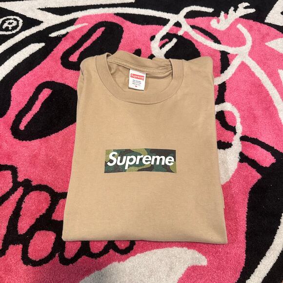 Supreme Box Logo Tee (FW23) Khaki – Size Medium – Used - Picture 1 of 6